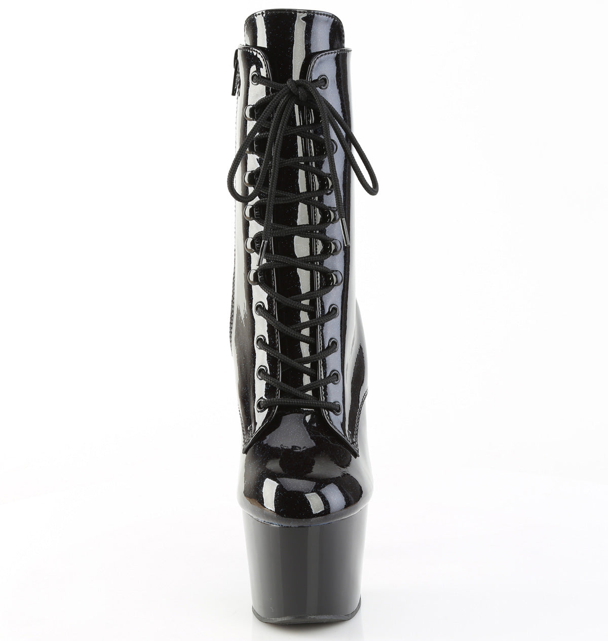 7" Heel, 2 3/4" PF Lace-Up Front Ankle Boot, Side Zip (Pleaser ADO1020BLG/B-BLG/M)