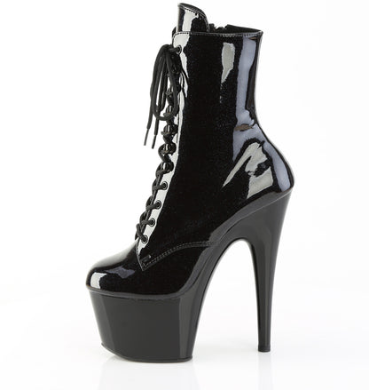7" Heel, 2 3/4" PF Lace-Up Front Ankle Boot, Side Zip (Pleaser ADO1020BLG/B-BLG/M)