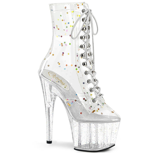 *7" Heel, 2 3/4" PF Lace-Up Front Ankle Boot (Pleaser ADO1020C-2/CTPU/C)