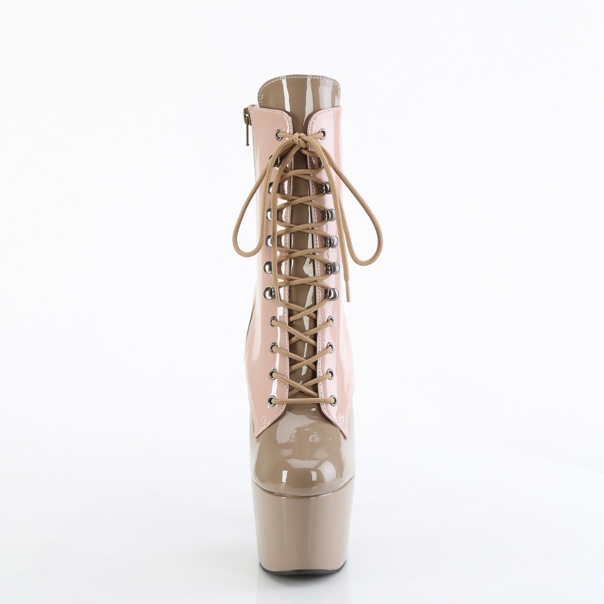 *7" Heel, 2 3/4" PF Two Tone Lace-Up Ankle Boot, Side Zip (Pleaser ADO1020DC/BH-BY/M)