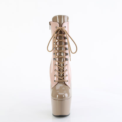 *7" Heel, 2 3/4" PF Two Tone Lace-Up Ankle Boot, Side Zip (Pleaser ADO1020DC/BH-BY/M)