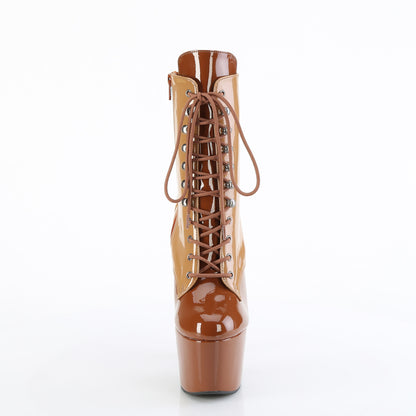 *7" Heel, 2 3/4" PF Two Tone Lace-Up Ankle Boot, Side Zip (Pleaser ADO1020DC/BH-BY/M)