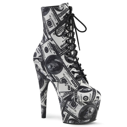 *7" Heel, 2 3/4" PF Lace-Up Front Ankle Boot, Side Zip (Pleaser ADO1020DP/W-BFA/M)