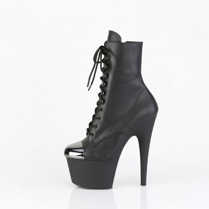 7" Heel, 2 3/4" PF External Steel Cap Ankle Boot, Side Zip (Pleaser ADO1020ESC/B/M)