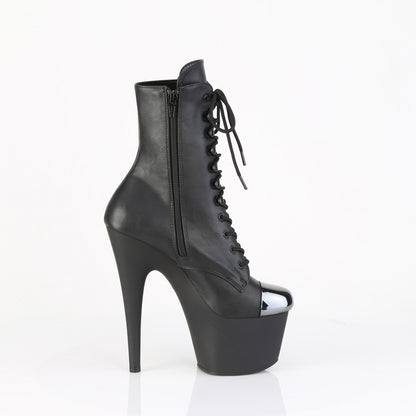 7" Heel, 2 3/4" PF External Steel Cap Ankle Boot, Side Zip (Pleaser ADO1020ESC/B/M)