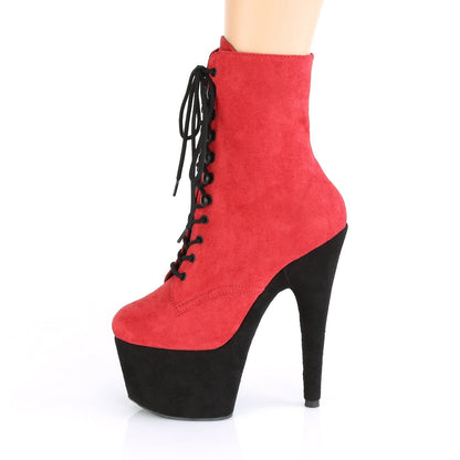 *7" Heel, 2 3/4" PF Two Tone Lace-Up Ankle Boot, Side Zip (Pleaser ADO1020FSTT/RFS/BFS)
