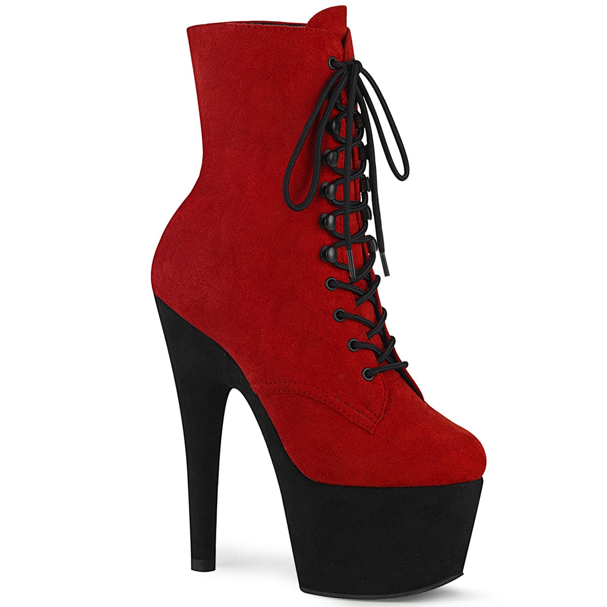*7" Heel, 2 3/4" PF Two Tone Lace-Up Ankle Boot, Side Zip (Pleaser ADO1020FSTT/RFS/BFS)