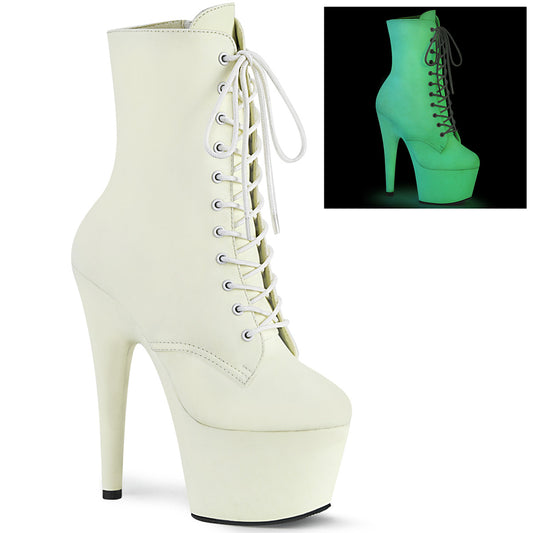 *7" Heel, 2 3/4" PF Lace-Up Front Ankle Boot, Side ZIp (Pleaser ADO1020GD/WPU/M)