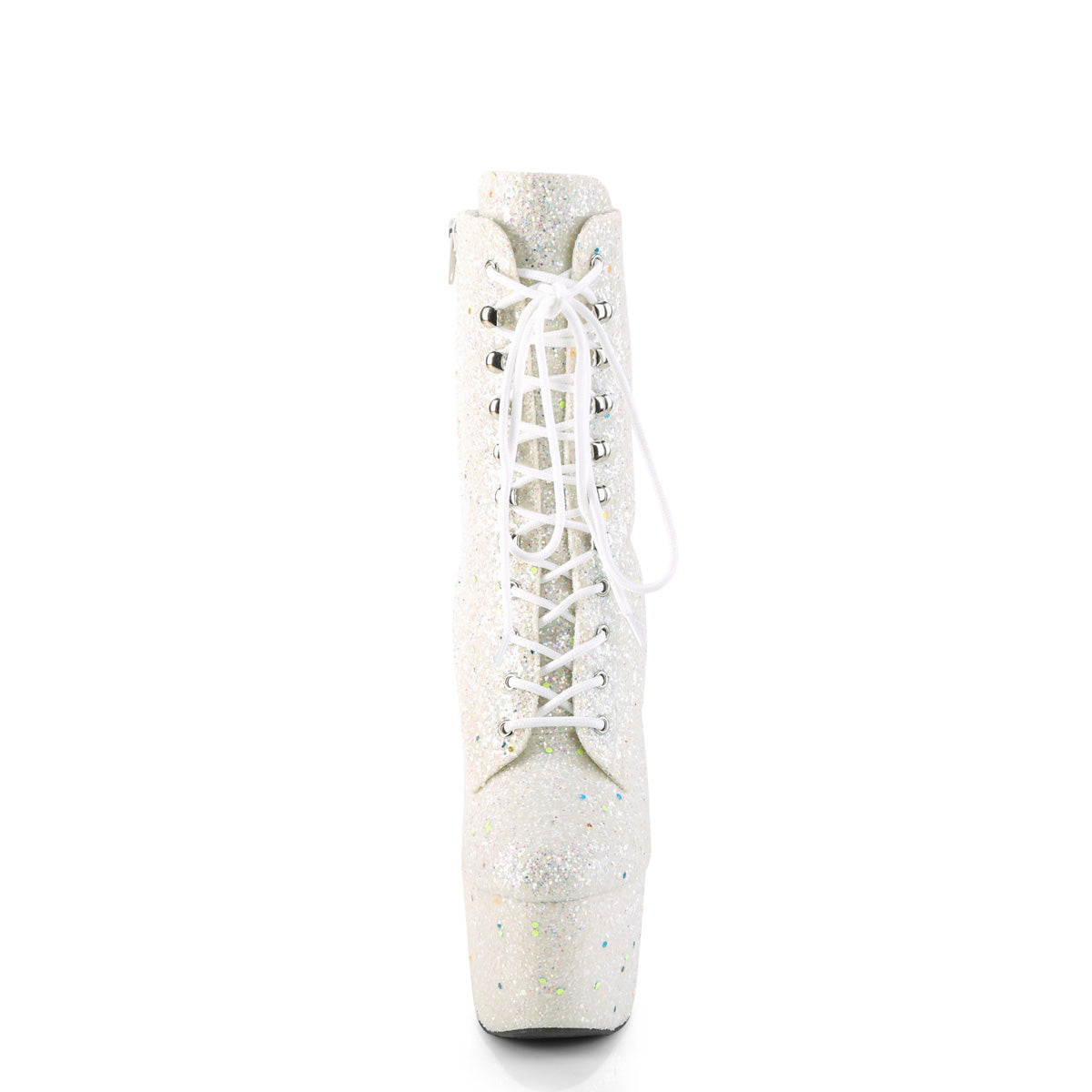 *7" Heel, 2 3/4" PF Lace-Up Front Ankle Boot, Side Zip (Pleaser ADO1020GDLG/PNG/M)