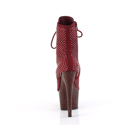 7" Heel, 2 3/4" PF Lace-Up RS Mesh Ankle Boot, Side Zip (Pleaser ADO1020RM/BFS-RS/M)