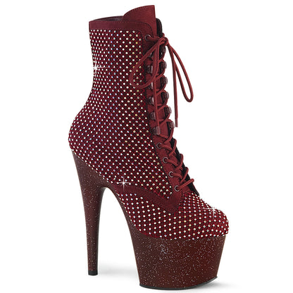 7" Heel, 2 3/4" PF Lace-Up RS Mesh Ankle Boot, Side Zip (Pleaser ADO1020RM/BFS-RS/M)