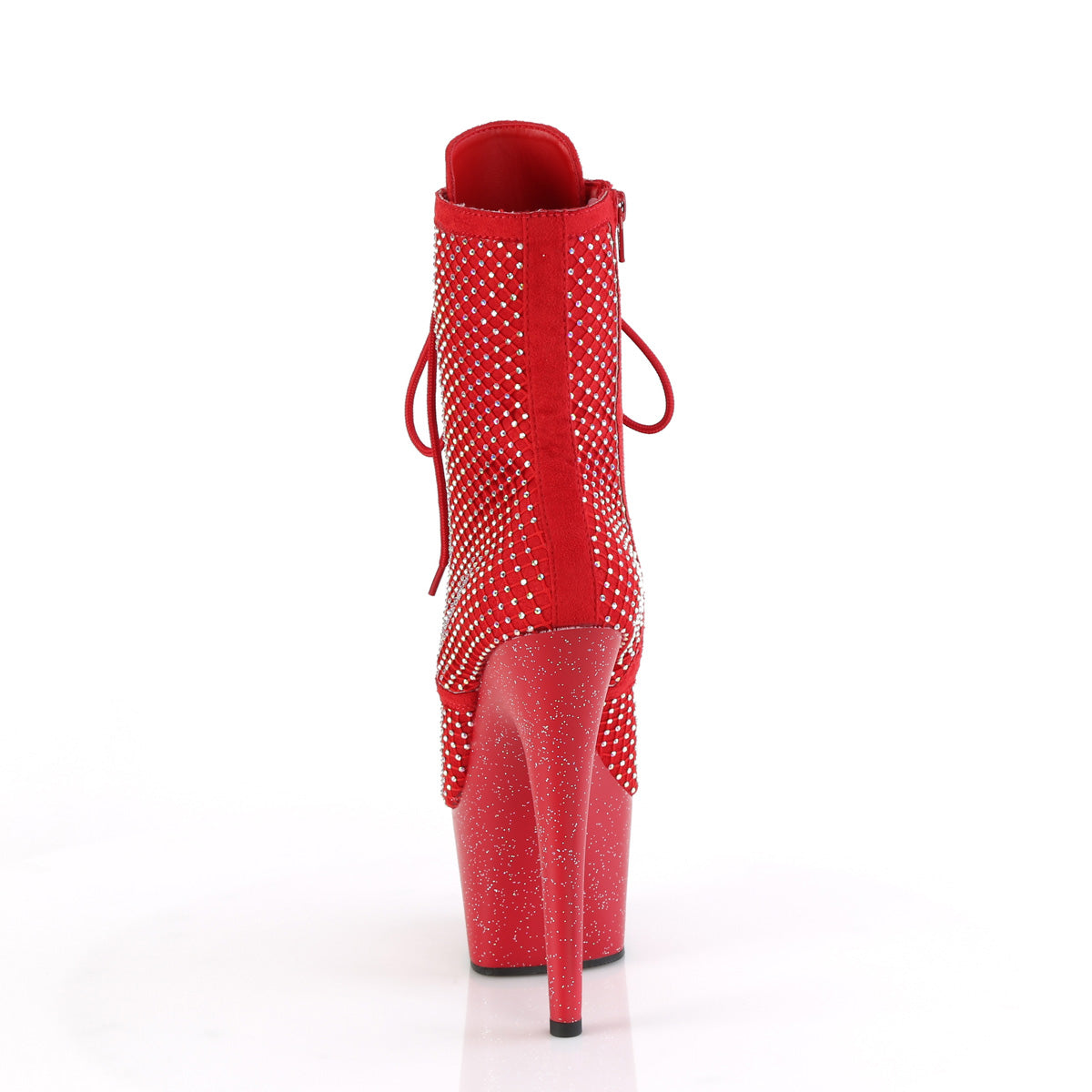 7" Heel, 2 3/4" PF Lace-Up RS Mesh Ankle Boot, Side Zip (Pleaser ADO1020RM/BFS-RS/M)