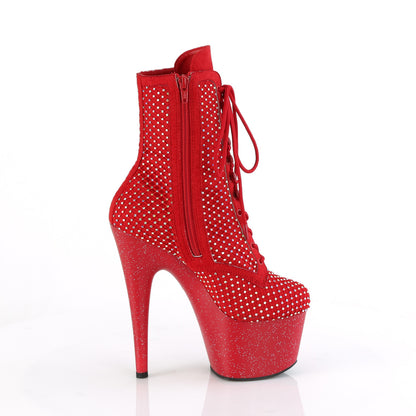 7" Heel, 2 3/4" PF Lace-Up RS Mesh Ankle Boot, Side Zip (Pleaser ADO1020RM/BFS-RS/M)