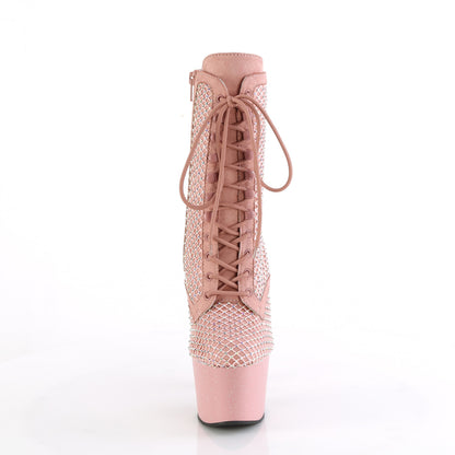 7" Heel, 2 3/4" PF Lace-Up RS Mesh Ankle Boot, Side Zip (Pleaser ADO1020RM/BFS-RS/M)