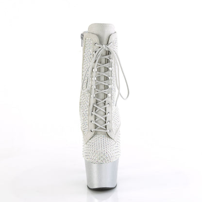 7" Heel, 2 3/4" PF Lace-Up RS Mesh Ankle Boot, Side Zip (Pleaser ADO1020RM/BFS-RS/M)