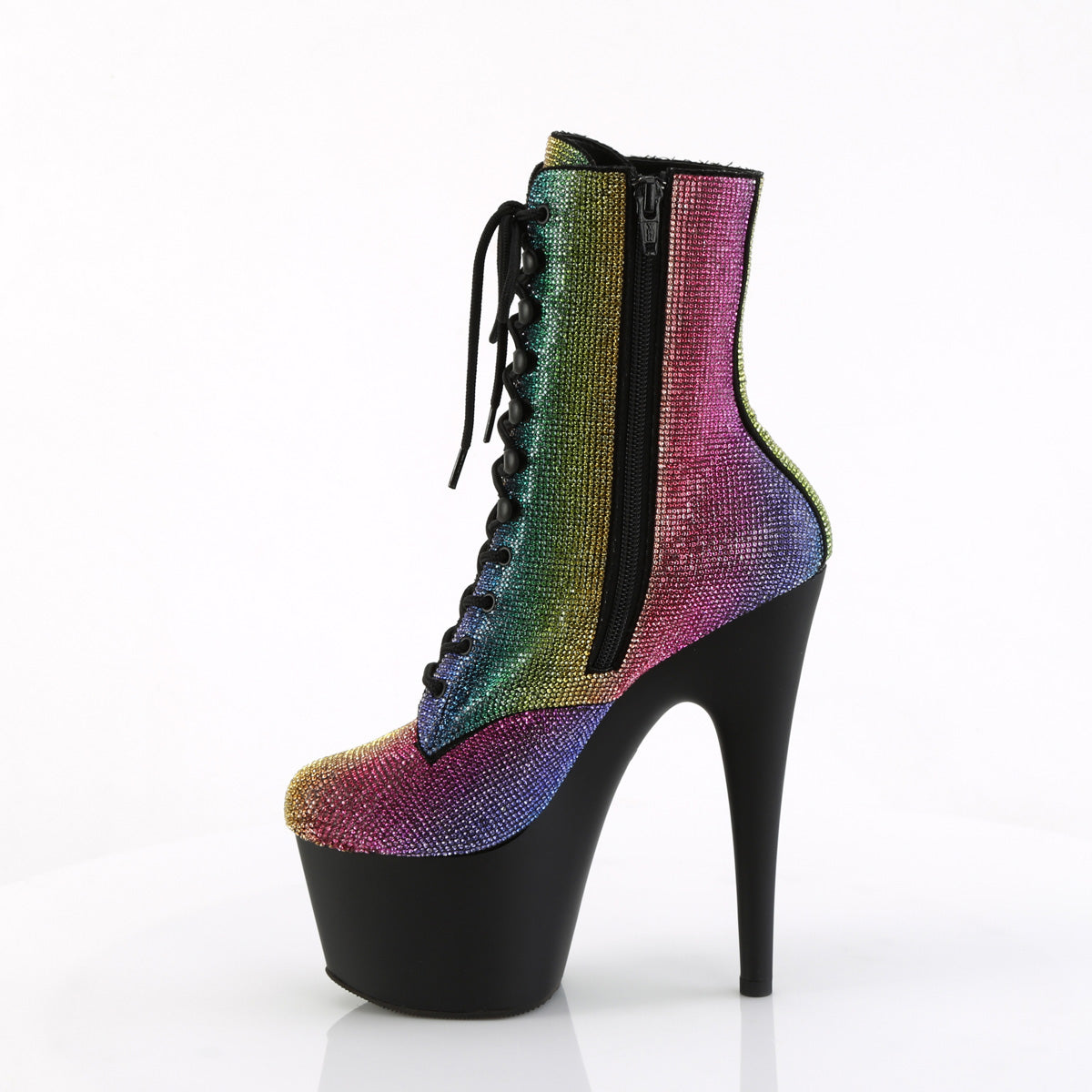 *7" Heel , 2 3/4" PF RS Embellished Ankle Boot, Side Zip (Pleaser ADO1020RS/BRS/M)
