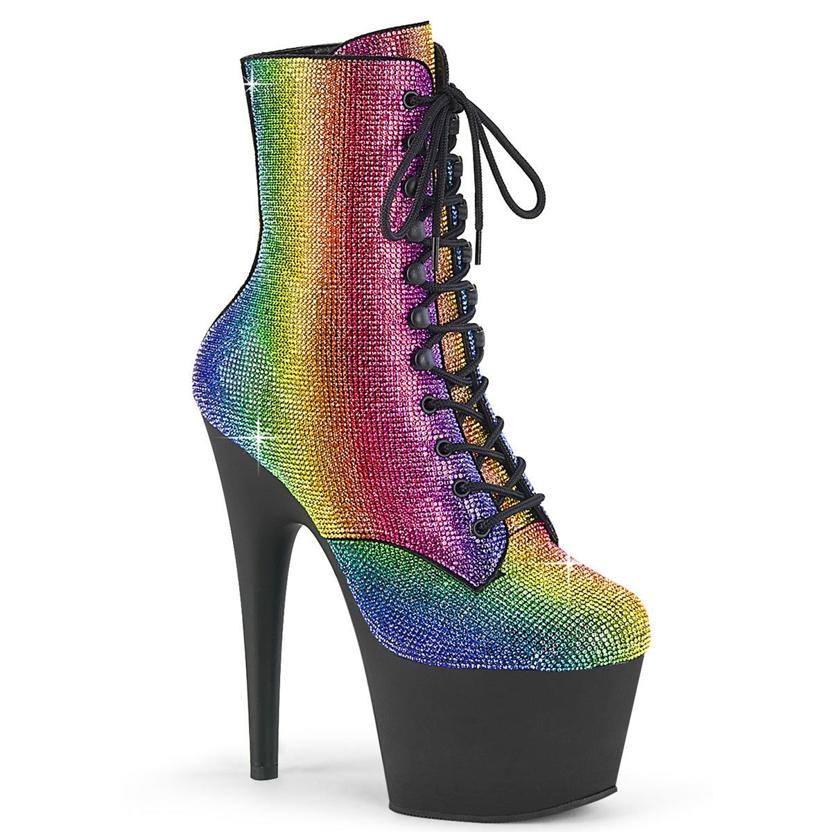 *7" Heel , 2 3/4" PF RS Embellished Ankle Boot, Side Zip (Pleaser ADO1020RS/BRS/M)