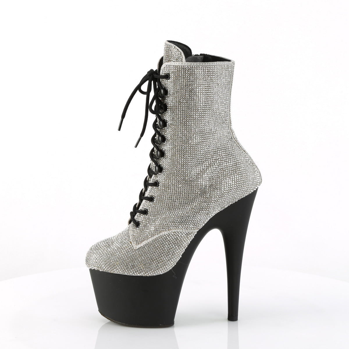 *7" Heel , 2 3/4" PF RS Embellished Ankle Boot, Side Zip (Pleaser ADO1020RS/BRS/M)