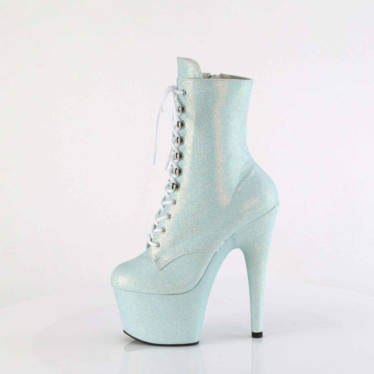 *7" Heel, 2 3/4" PF Lace-Up Front Ankle Boot, Side Zip (Pleaser ADO1020SDG/BBG)