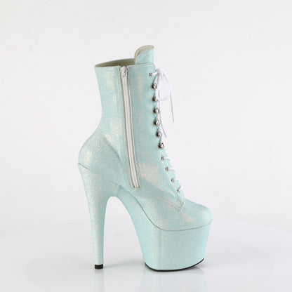 *7" Heel, 2 3/4" PF Lace-Up Front Ankle Boot, Side Zip (Pleaser ADO1020SDG/BBG)
