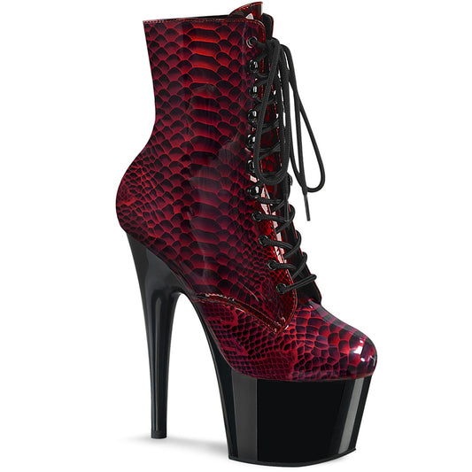 *7" Heel, 2 3/4" PF Lace-Up Front Ankle Boot, Side Zip (Pleaser ADO1020SP/RSPPT/B)