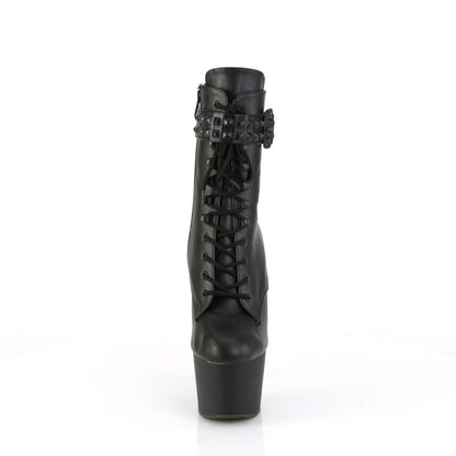 7" Heel, 2 3/4" PF Lace-Up Front Ankle Boot, Side Zip (Pleaser ADO1020STR/BPU/M)