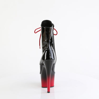 *7" Heel, 2 3/4" PF Peep Toe Lace-Up Ankle Boot, Side Zip (Pleaser ADO1021BR-H/B/B-R)