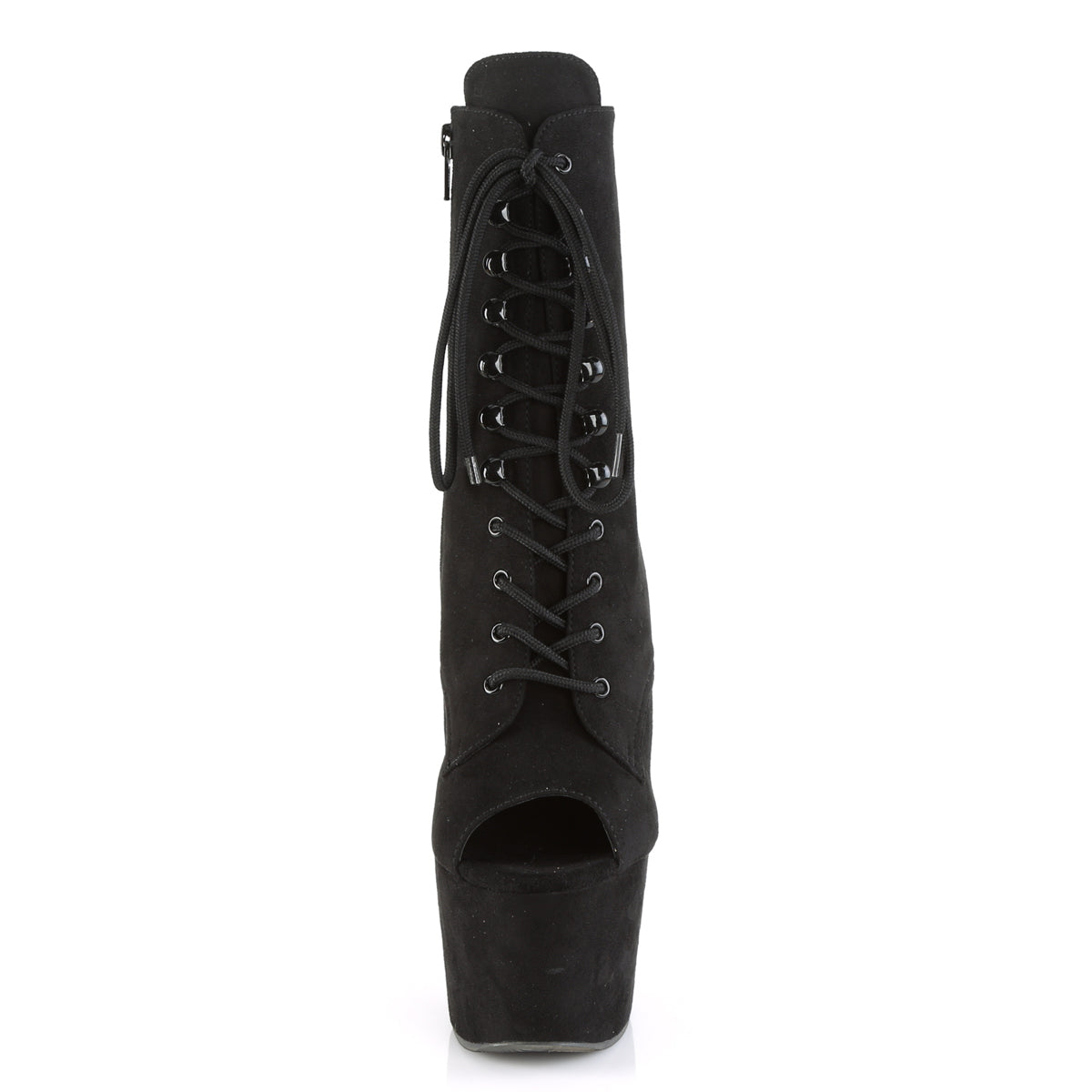 *7" Heel, 2 3/4" PF Open Toe Lace-Up Ankle Boot, Side Zip (Pleaser ADO1021FS/BFS/M)