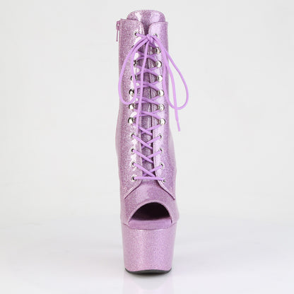 7" Heel, 2 3/4" PF Peep Toe Lace-Up Ankle Boot, Side Zip (Pleaser ADO1021GP/BG/M)