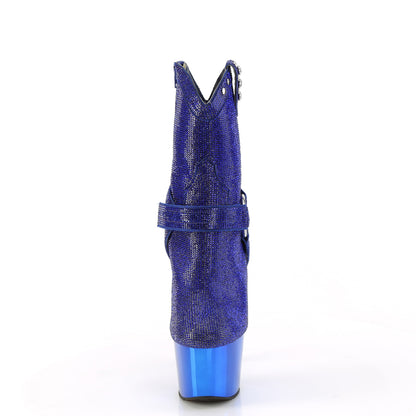 *7" Heel, 2 3/4" PF RS Embellished Ankle Boot, Side Zip (Pleaser ADO1029CHRS/BP/BPCH)