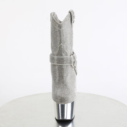 *7" Heel, 2 3/4" PF RS Embellished Ankle Boot, Side Zip (Pleaser ADO1029CHRS/BP/BPCH)