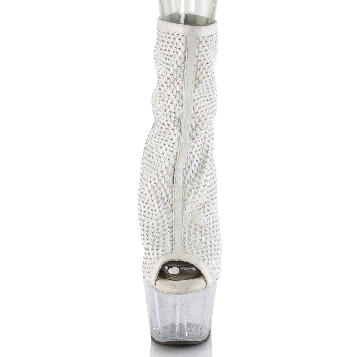 *7" Heel, 2 3/4" PF Peep Toe Ankle Boot, Back Zip (Pleaser ADO1031GM/BFA-RS/M)