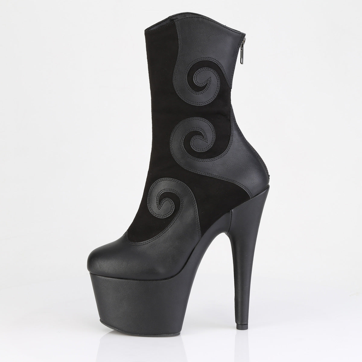 7" Heel, 2 3/4" PF Ankle Boot, Back Zip (Pleaser ADO1034/BFS-PU/M)