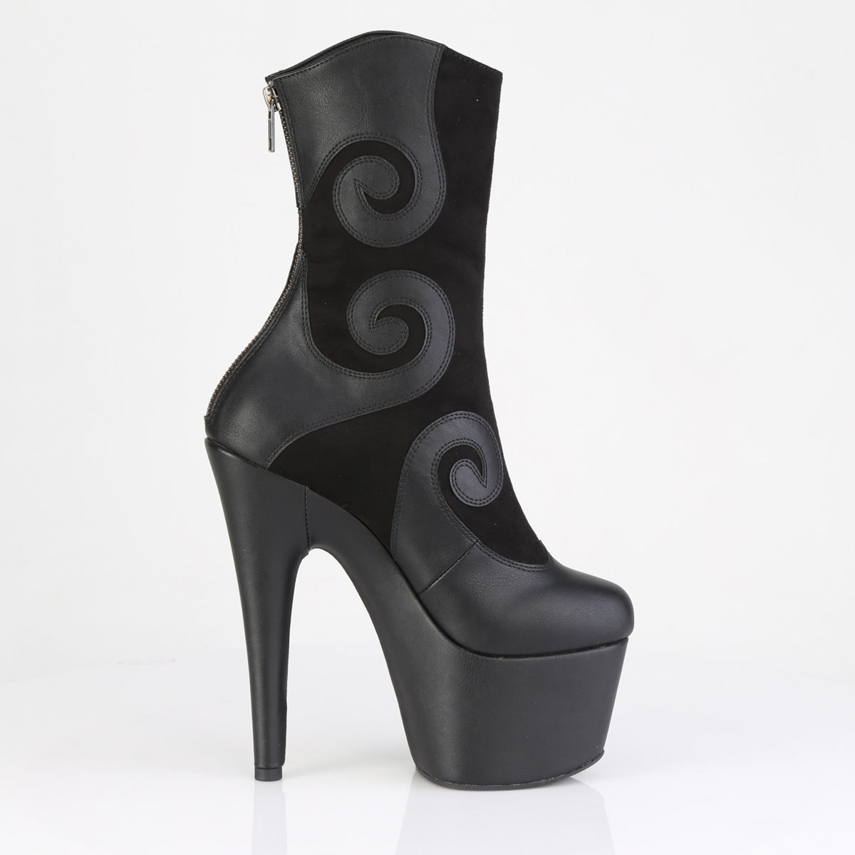 7" Heel, 2 3/4" PF Ankle Boot, Back Zip (Pleaser ADO1034/BFS-PU/M)