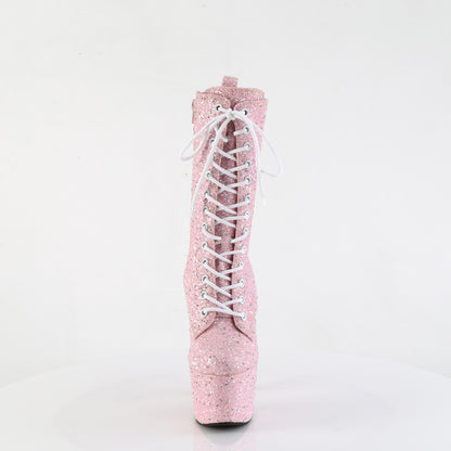 *7" Heel, 2 3/4" PF Lace-Up Front Ankle Boot, Side Zip (Pleaser ADO1040GR/BMCG/M)