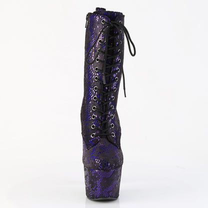 *7" Heel, 2 3/4" PF Lace-Up Front Ankle Boot, Side Zip (Pleaser ADO1040SPF/BLMFA/M)