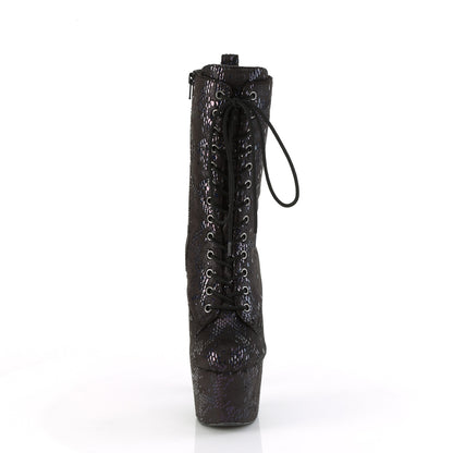 *7" Heel, 2 3/4" PF Lace-Up Front Ankle Boot, Side Zip (Pleaser ADO1040SPF/BLMFA/M)