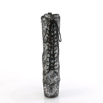 *7" Heel, 2 3/4" PF Lace-Up Front Ankle Boot, Side Zip (Pleaser ADO1040SPF/BLMFA/M)