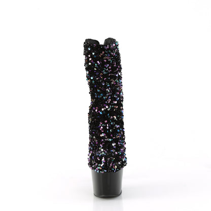 *7" Heel, 2 3/4" PF Sequins Ankle Boot, Inside Zip (Pleaser ADO1042SQ/BMCSQ/B)