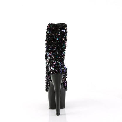 *7" Heel, 2 3/4" PF Sequins Ankle Boot, Inside Zip (Pleaser ADO1042SQ/BMCSQ/B)