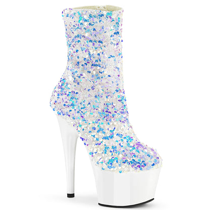 *7" Heel, 2 3/4" PF Sequins Ankle Boot, Inside Zip (Pleaser ADO1042SQ/BMCSQ/B)