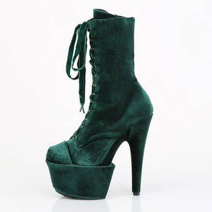7" Heel, 2 3/4" PF Velvet Lace-Up Front Ankle Boot (Pleaser ADO1045VEL/B/M)