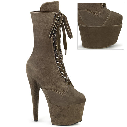 7" Heel, 2 3/4" PF Velvet Lace-Up Front Ankle Boot (Pleaser ADO1045VEL/B/M)