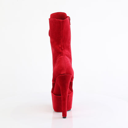 7" Heel, 2 3/4" PF Velvet Lace-Up Front Ankle Boot (Pleaser ADO1045VEL/B/M)