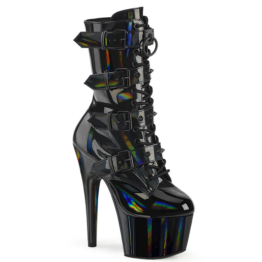 7" Heel, 2 3/4" PF Lace-Up Front Ankle Boot, Side Zip (Pleaser ADO1046/BHG/M)
