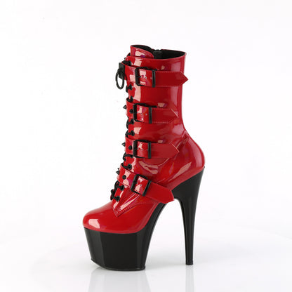 *7" Heel, 2 3/4" PF Two Tone Lace-Up Ankle Boot, Side Zip (Pleaser ADO1046TT/BPHG/W)