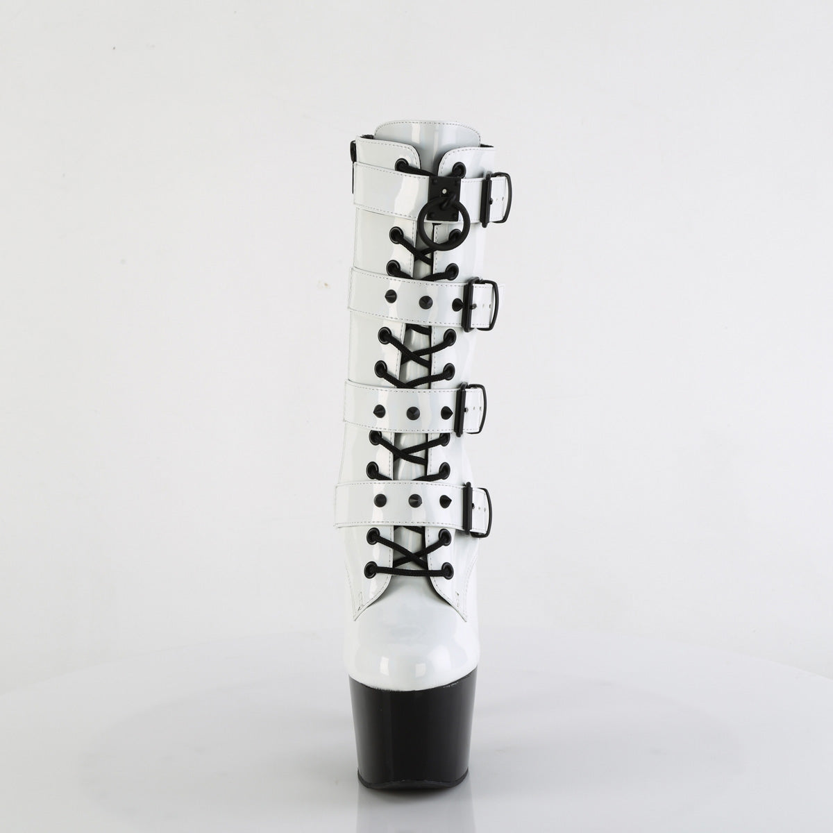 *7" Heel, 2 3/4" PF Two Tone Lace-Up Ankle Boot, Side Zip (Pleaser ADO1046TT/BPHG/W)