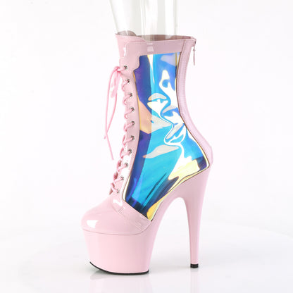 *7" Heel, 2 3/4" PF Lace-Up Front Anke Boot, Back Zip (Pleaser ADO1047/BPPT-HG/BP)