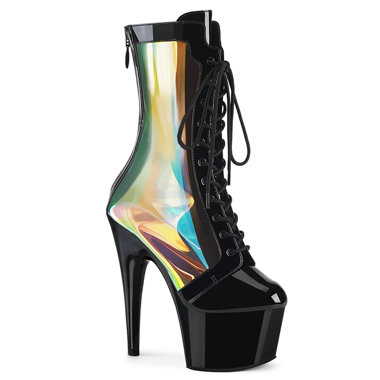*7" Heel, 2 3/4" PF Lace-Up Front Anke Boot, Back Zip (Pleaser ADO1047/BPPT-HG/BP)