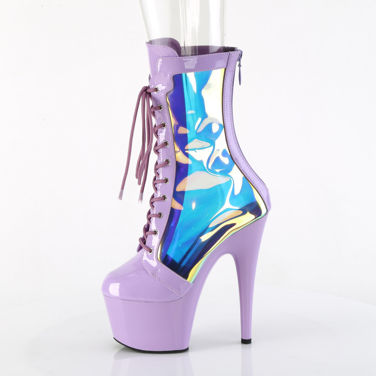 *7" Heel, 2 3/4" PF Lace-Up Front Anke Boot, Back Zip (Pleaser ADO1047/BPPT-HG/BP)